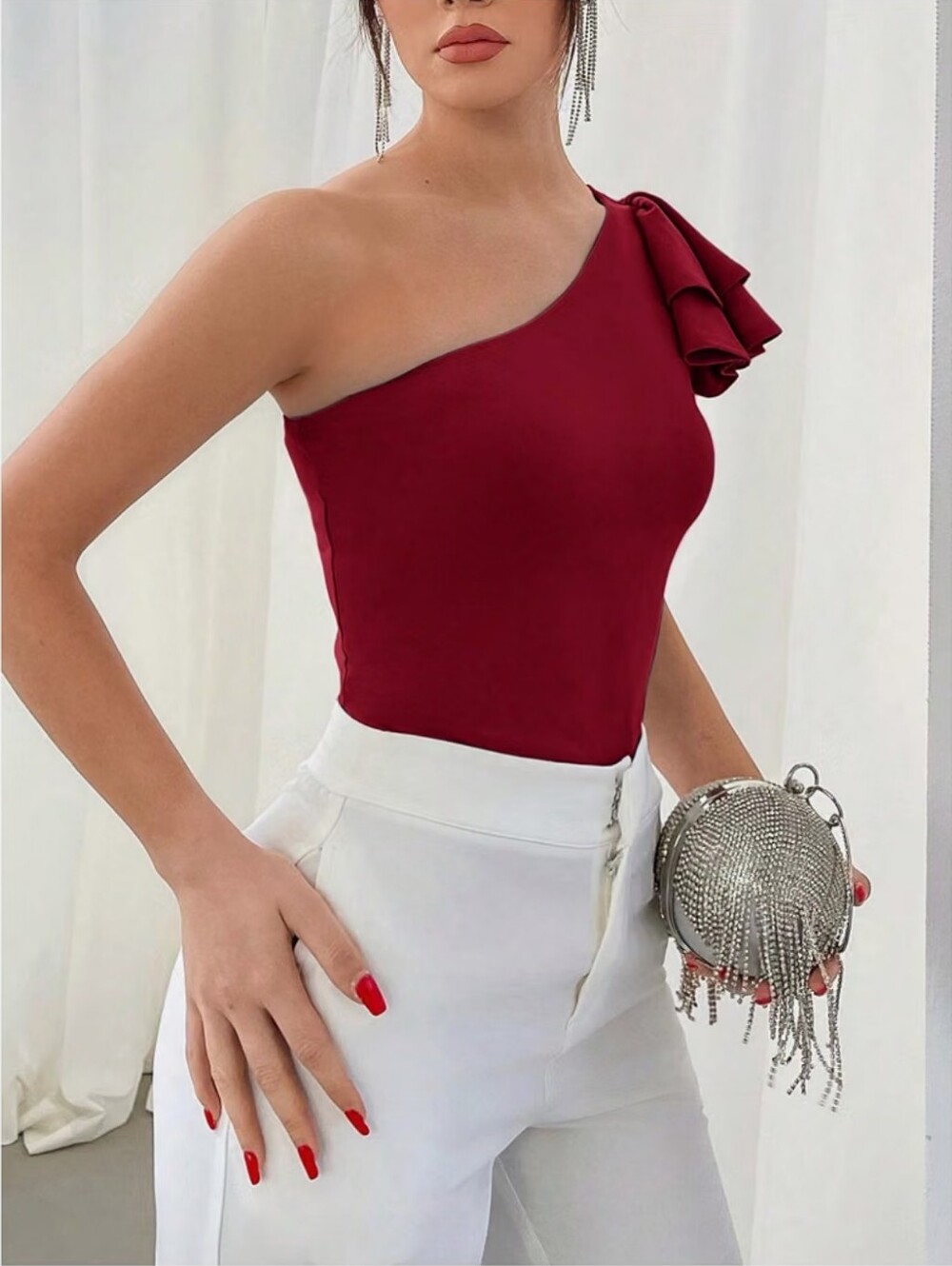 Off The Shoulder Top Ruffle Short Sleeve Top - Picture 2 of 5